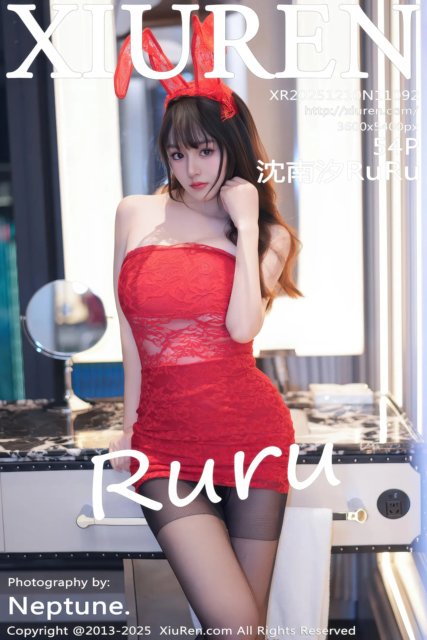 [XiuRen秀人网]No.11092_模特沈南汐RuRu性感红色连衣短裙配超薄黑丝秀凹凸身材诱惑写真54P-秀人网 - XiuRen.Pro